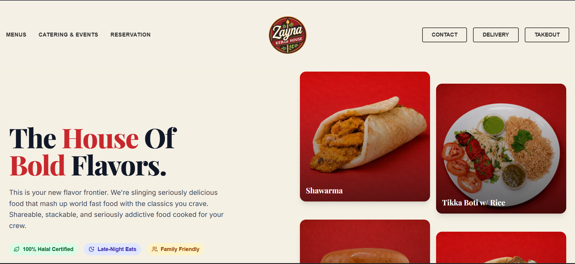 Zayna Kebab House Restaurant UI